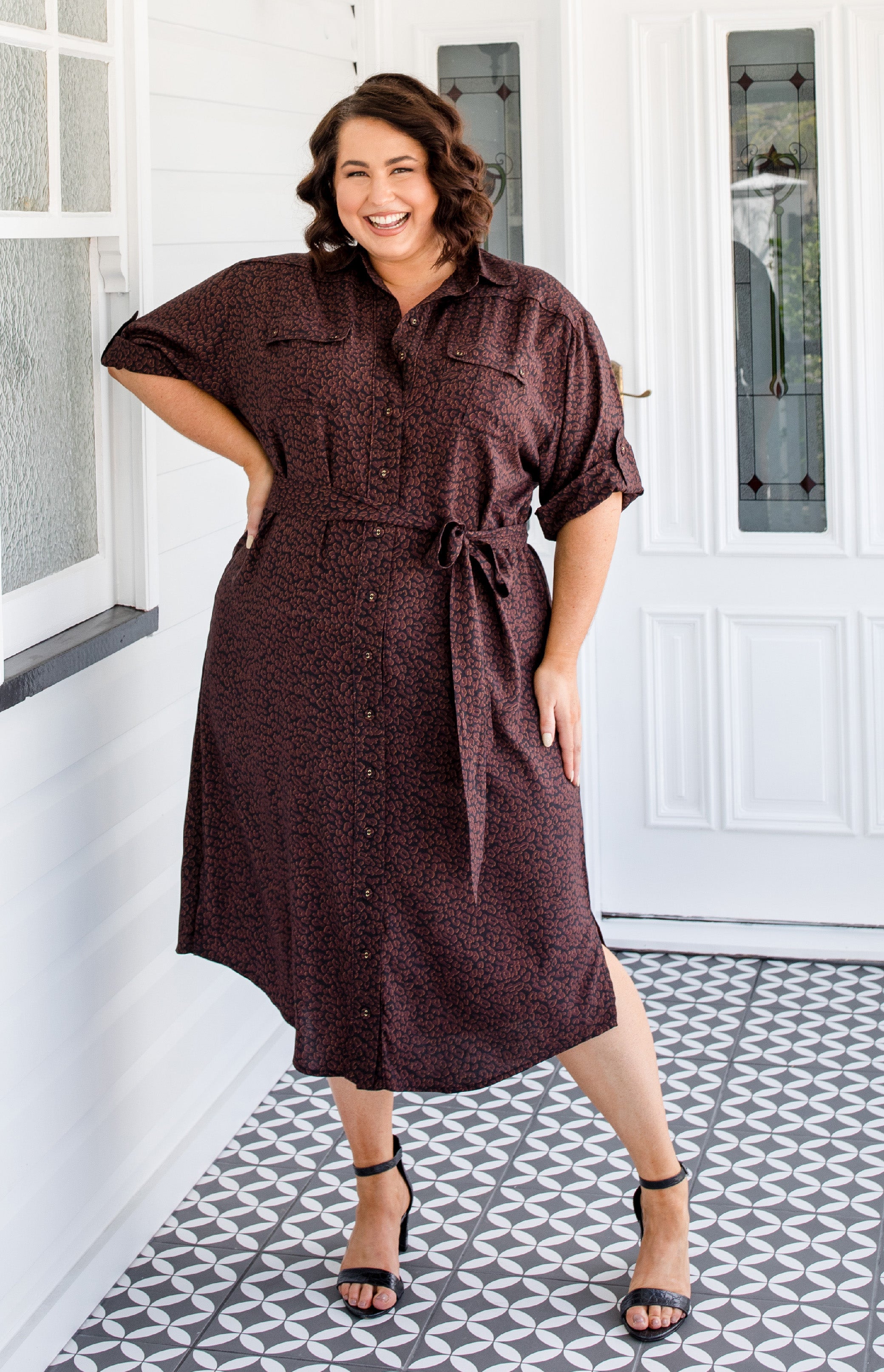 Plus size outlet midi shirt dress