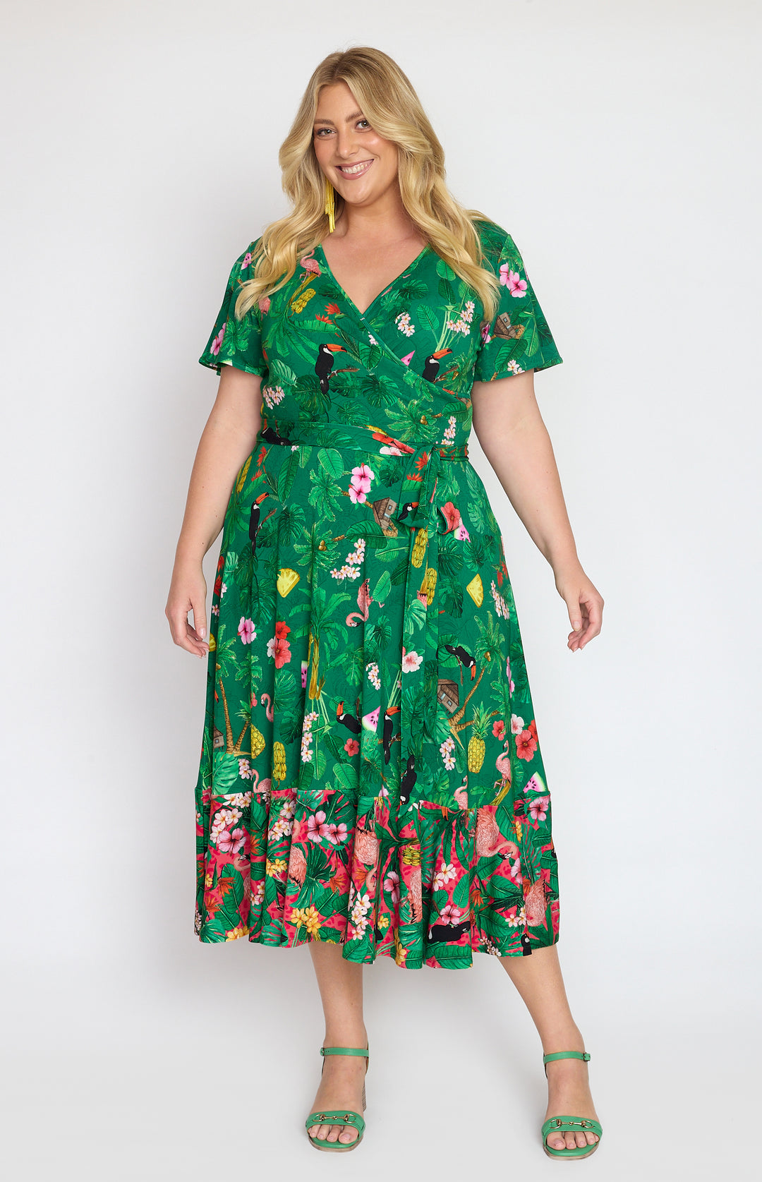 Gabrielle Reversible Dress in hello sunshine green