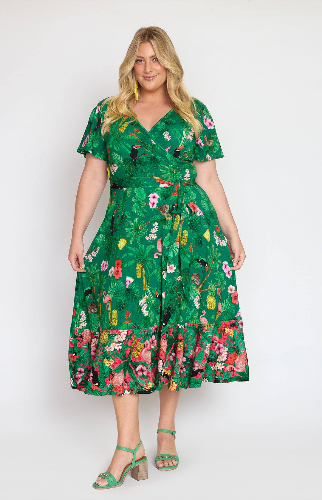 Gabrielle Reversible Dress in hello sunshine green