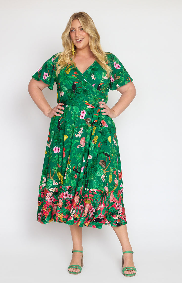 Gabrielle Reversible Dress in hello sunshine green