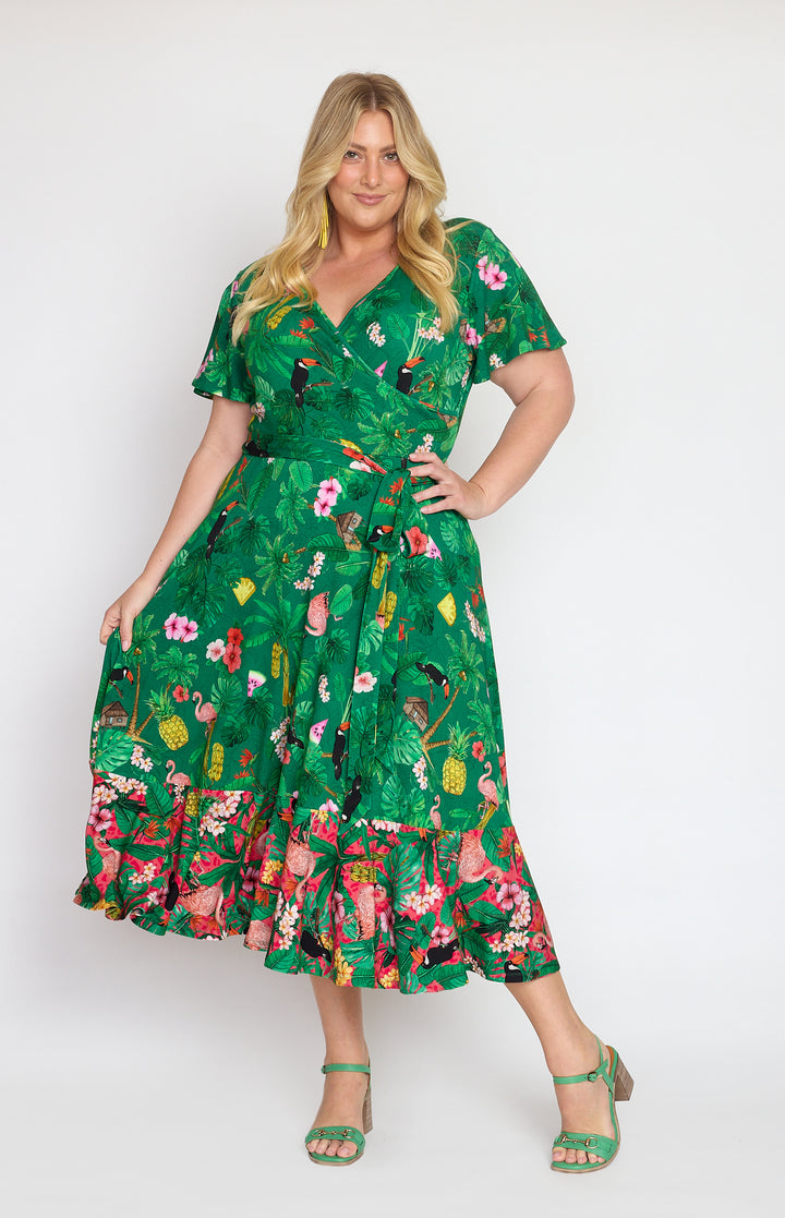 Gabrielle Reversible Dress in hello sunshine green