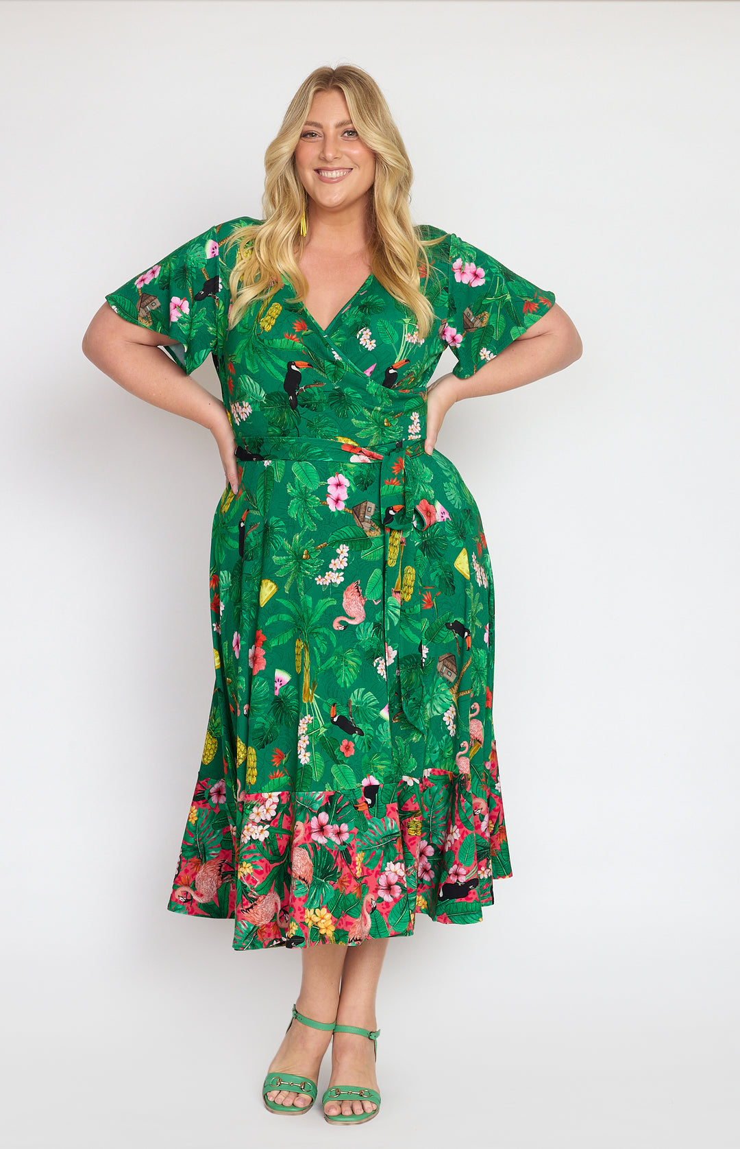 Gabrielle Reversible Dress in hello sunshine green