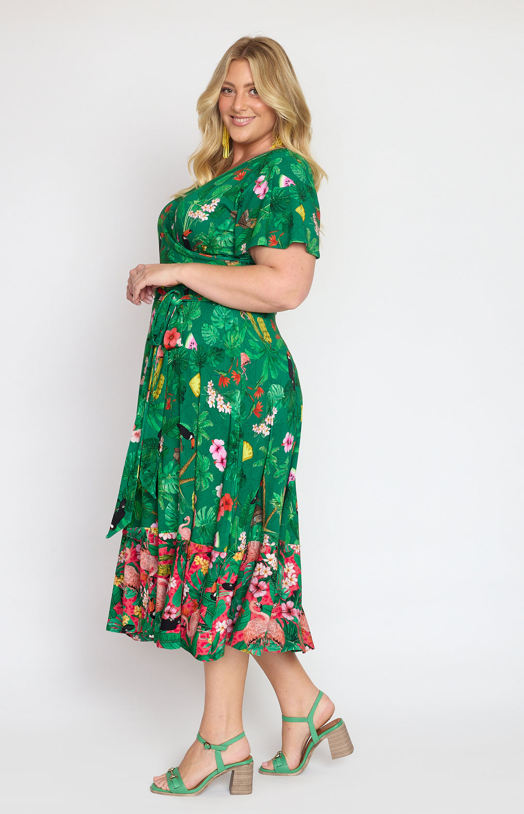 Gabrielle Reversible Dress in hello sunshine green