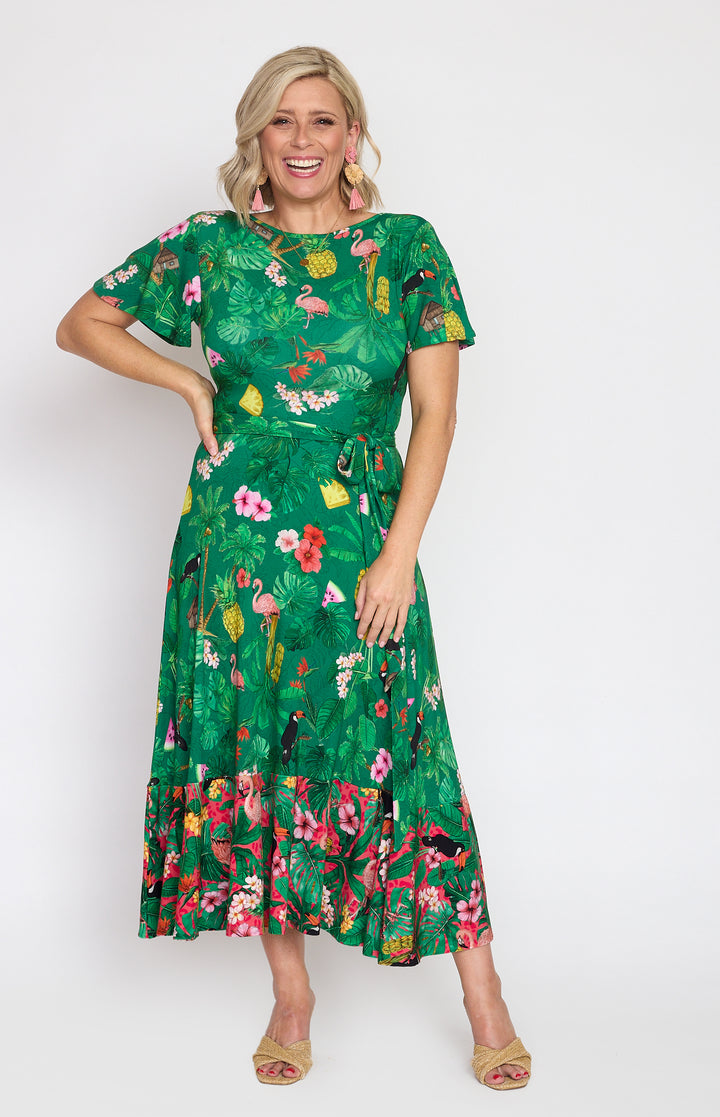 Gabrielle Reversible Dress in hello sunshine green