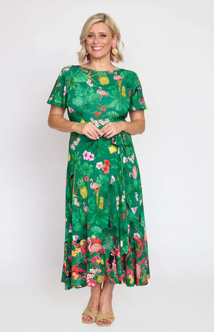 Gabrielle Reversible Dress in hello sunshine green