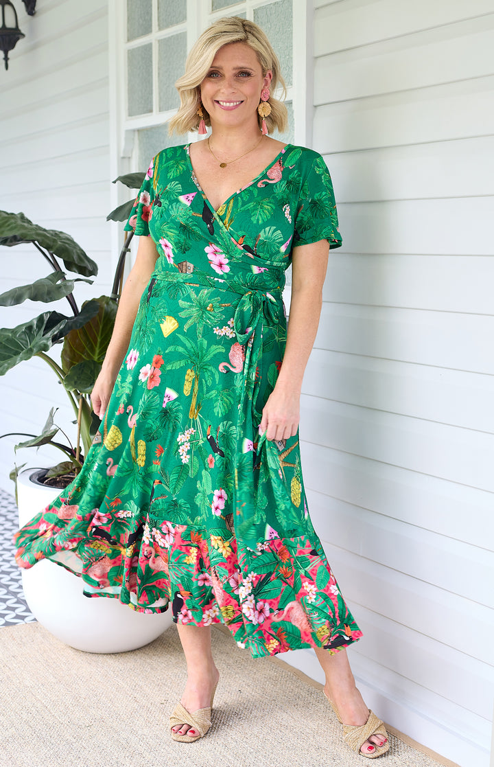 Gabrielle Reversible Dress in hello sunshine green