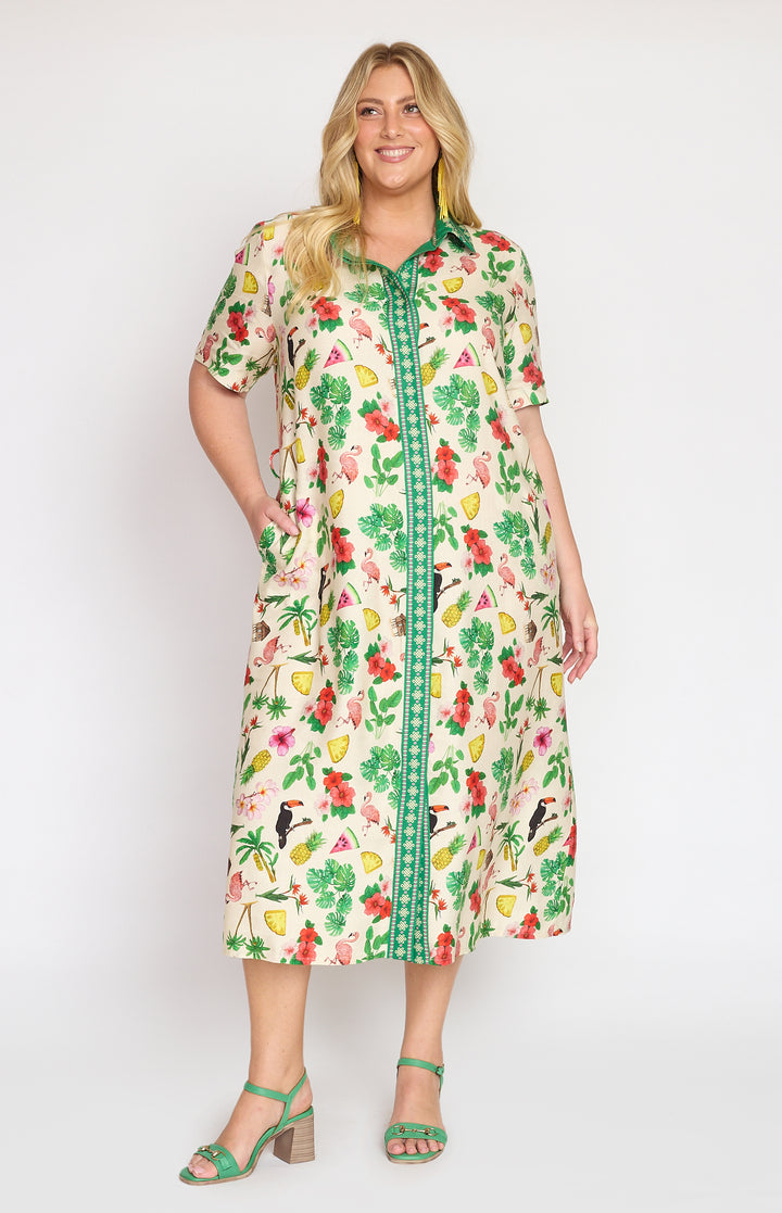 Maya Shirt Dress in hello sunshine cream