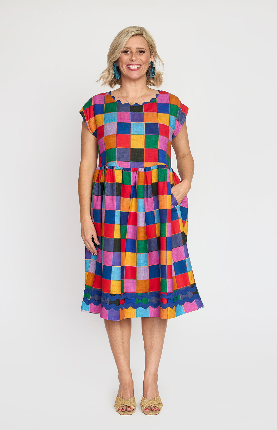 Holiday Dress in name dropper gingham