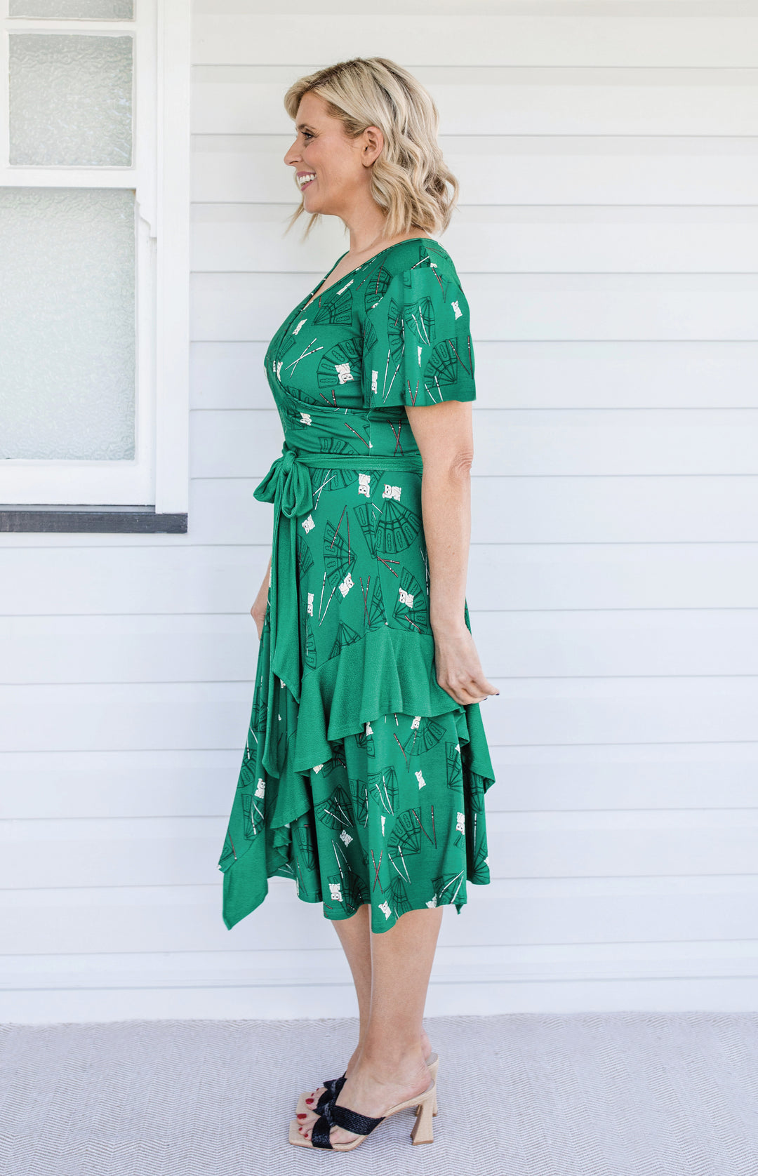 Abagail Reversible Dress in lucky cat green