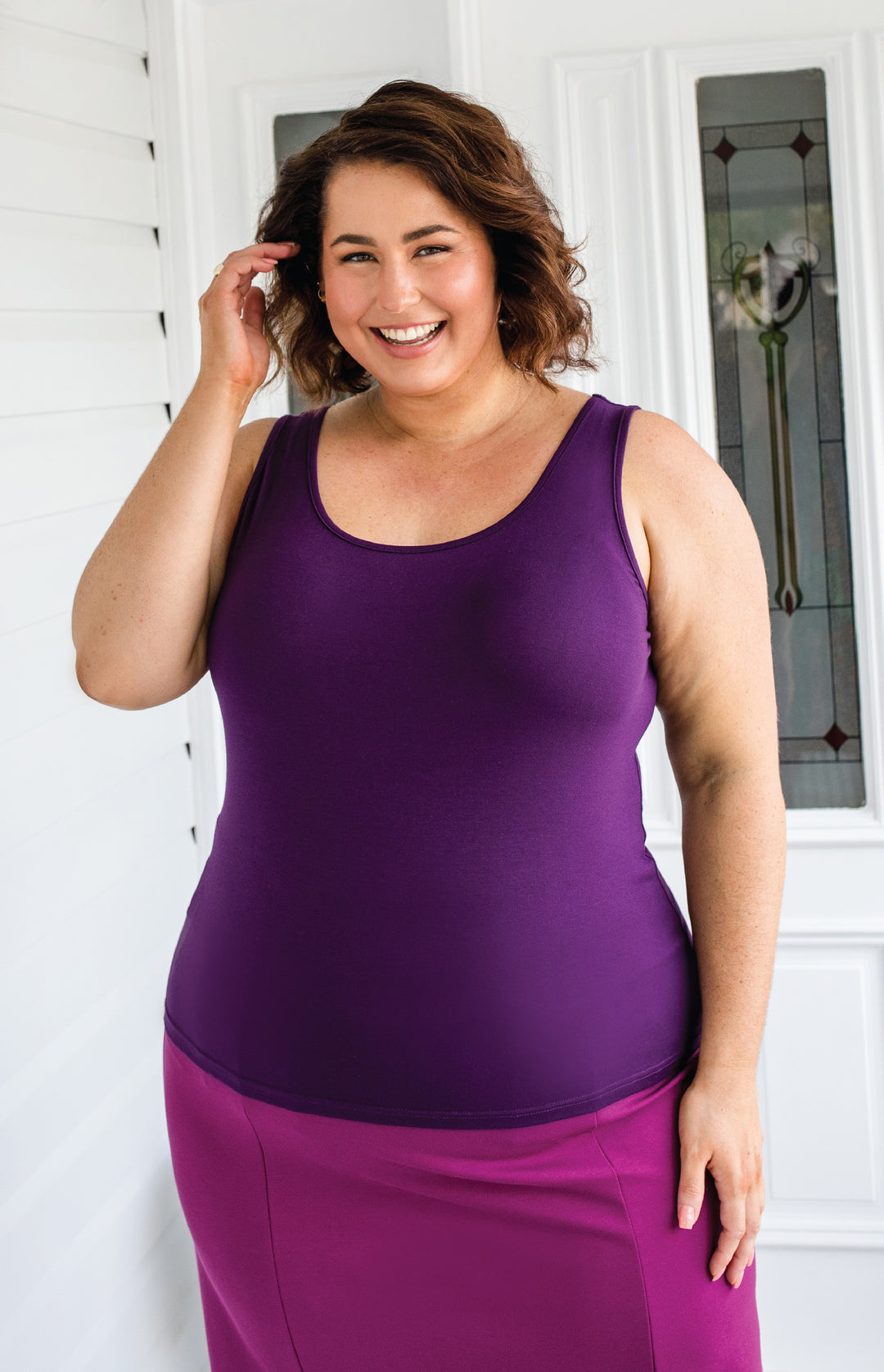 Bamboo Cami in eggplant