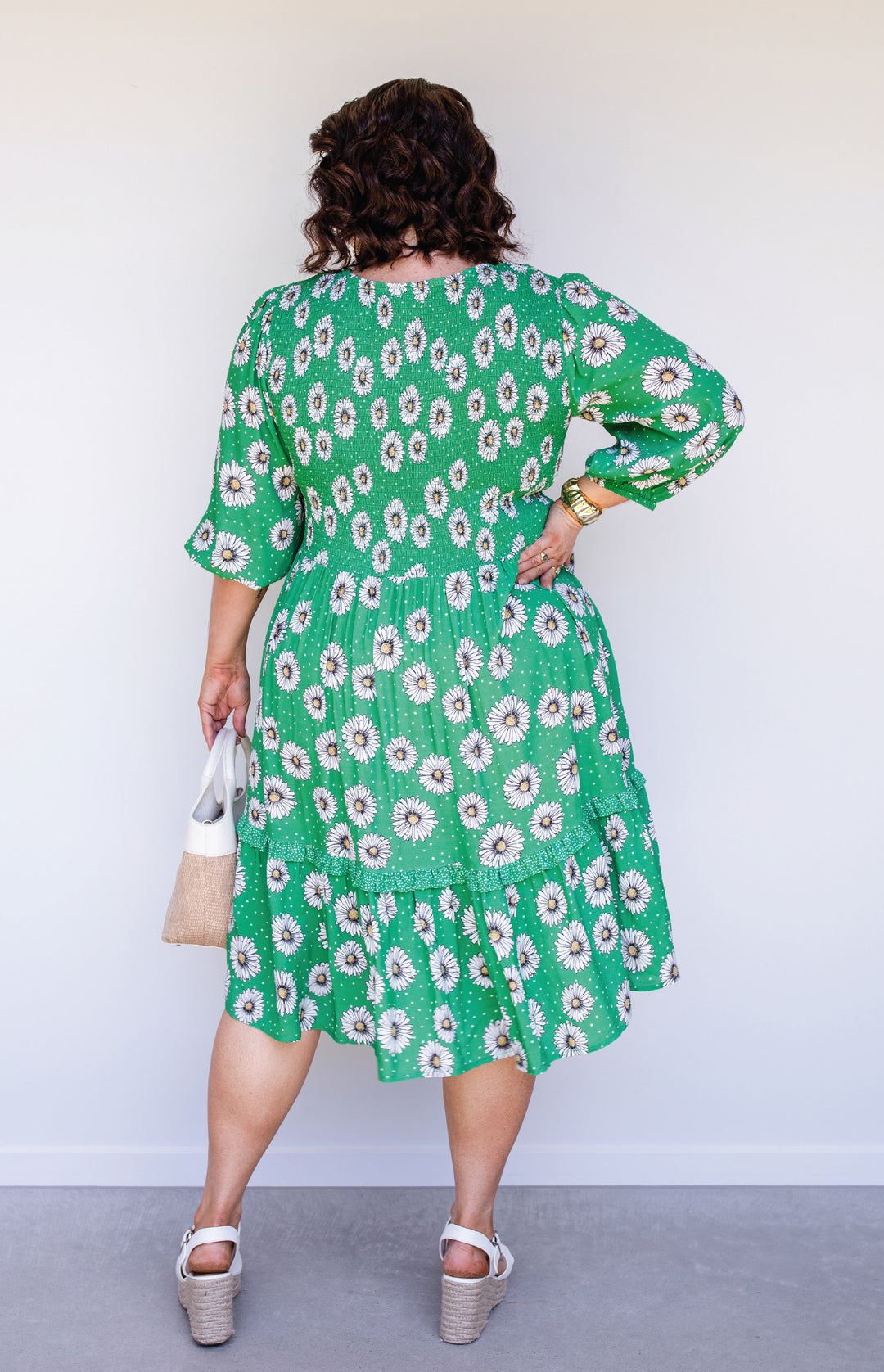 Barbados Mini Dress in daisy days green