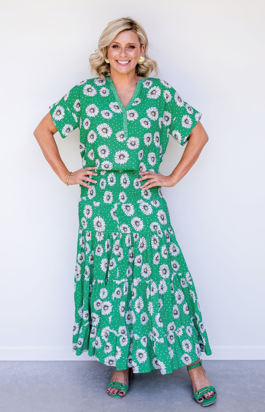 Florida Dress/Skirt in daisy days green