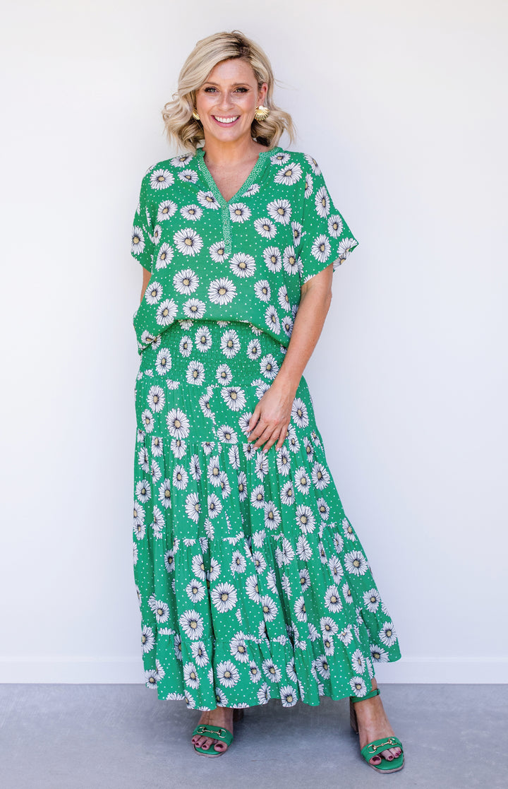 Florida Dress/Skirt in daisy days green