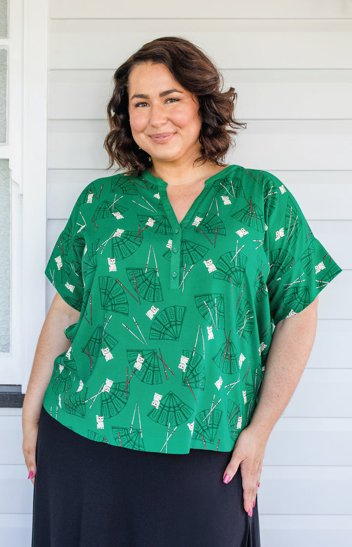 Florida Top in lucky cat green