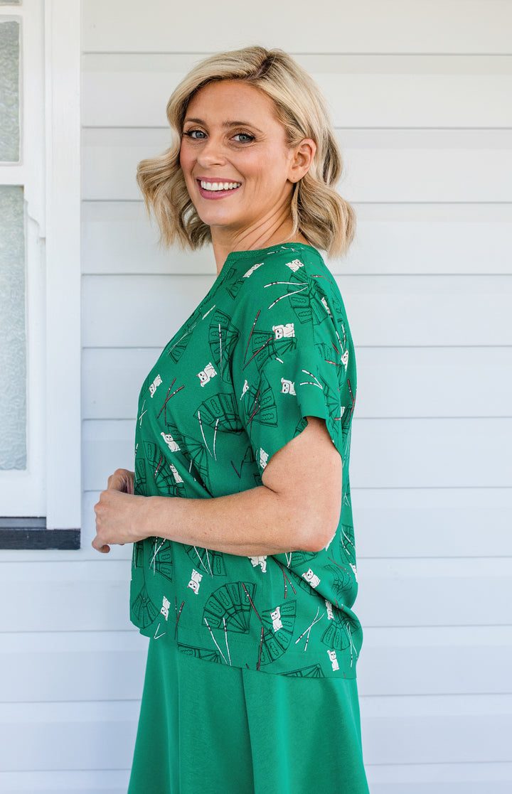 Florida Top in lucky cat green