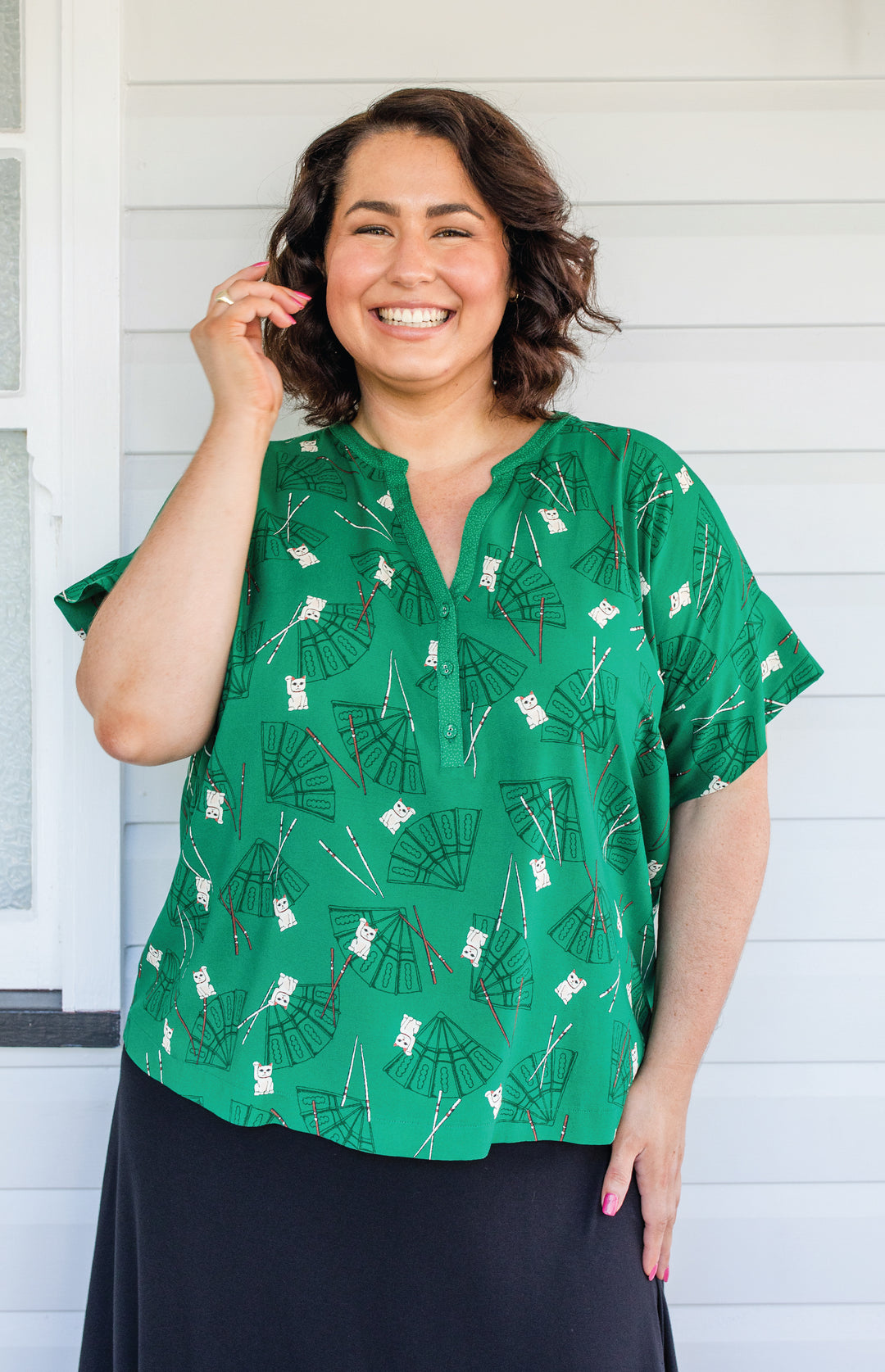 Florida Top in lucky cat green