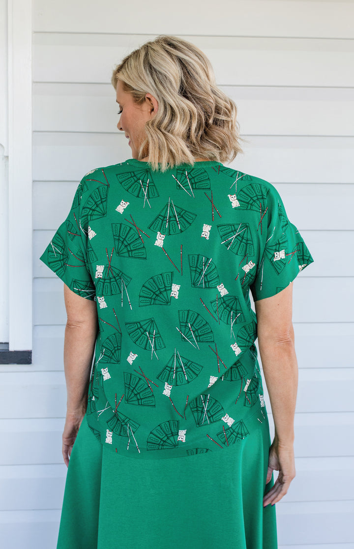 Florida Top in lucky cat green