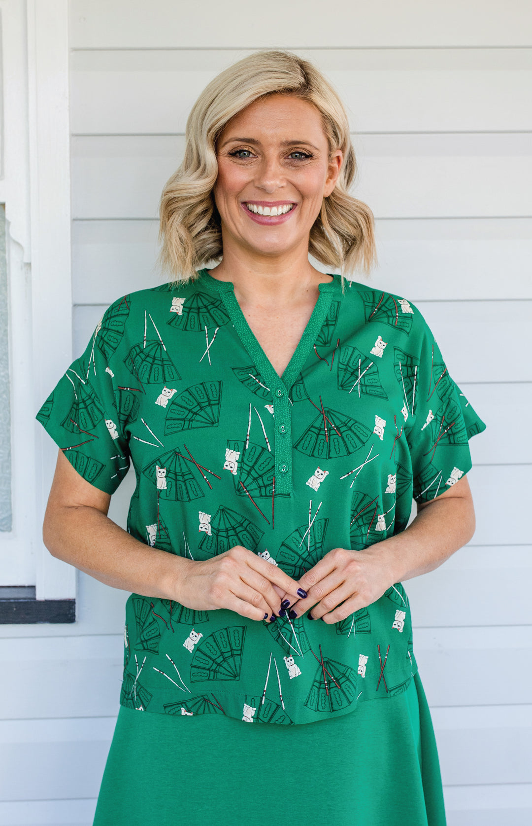 Florida Top in lucky cat green