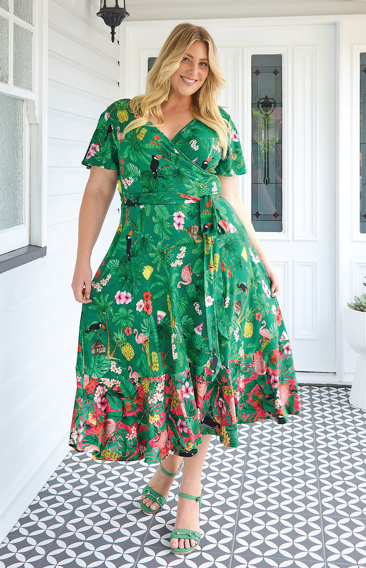 Gabrielle Reversible Dress in hello sunshine green