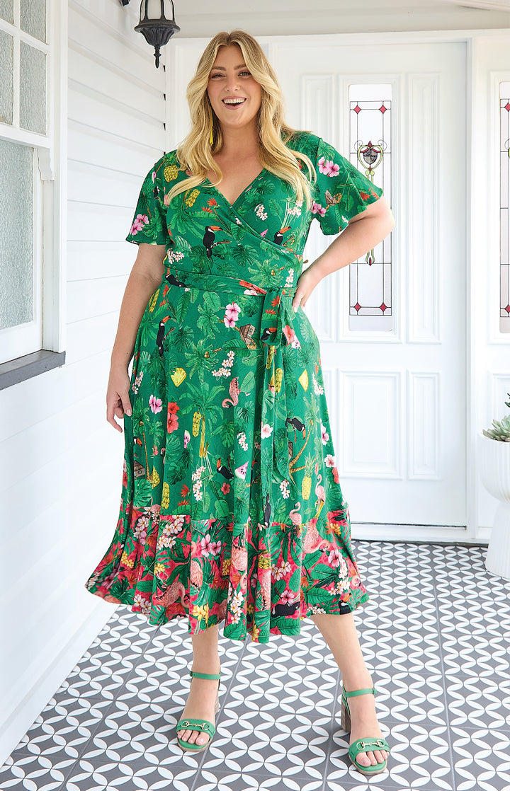 Gabrielle Reversible Dress in hello sunshine green