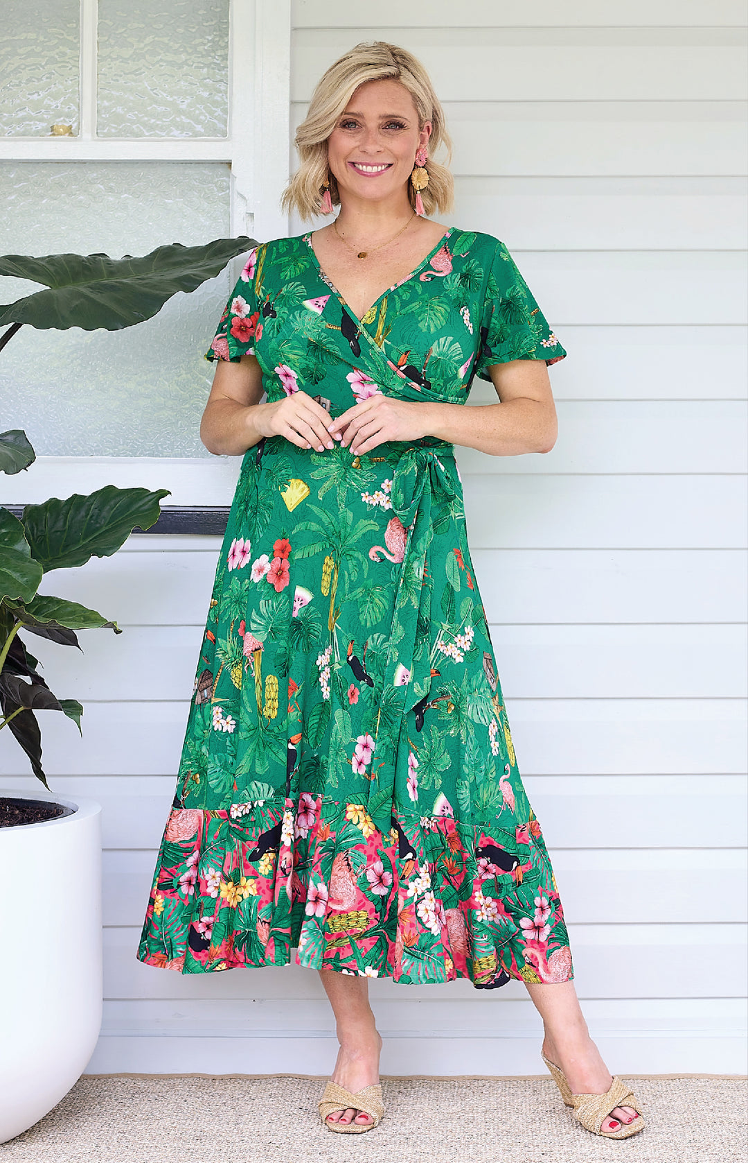 Gabrielle Reversible Dress in hello sunshine green