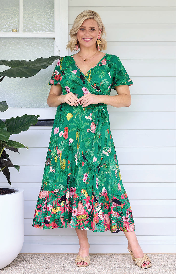 Gabrielle Reversible Dress in hello sunshine green