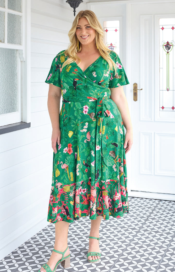 Gabrielle Reversible Dress in hello sunshine green