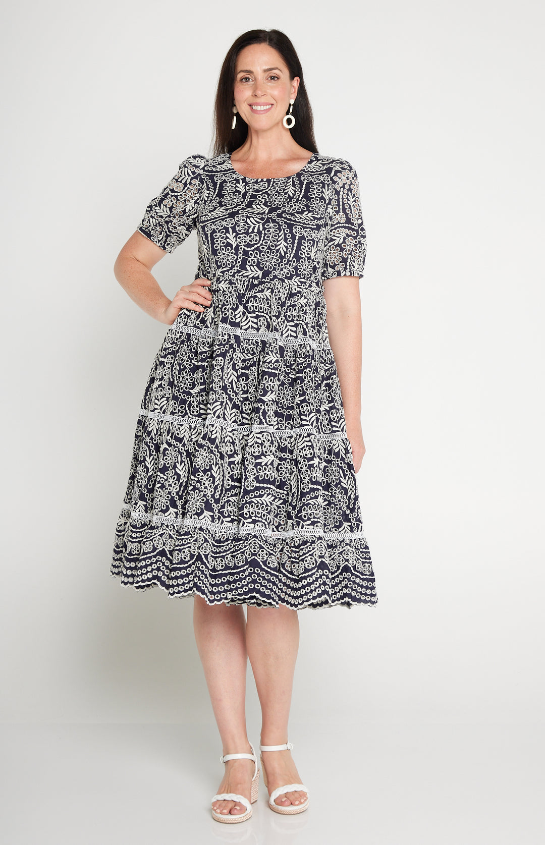 Eloise Dress in navy lace