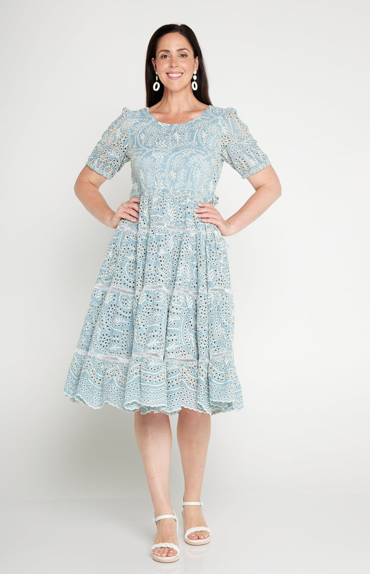 Eloise Dress in blue lace