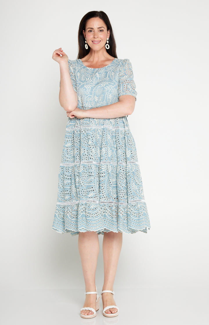 Eloise Dress in blue lace