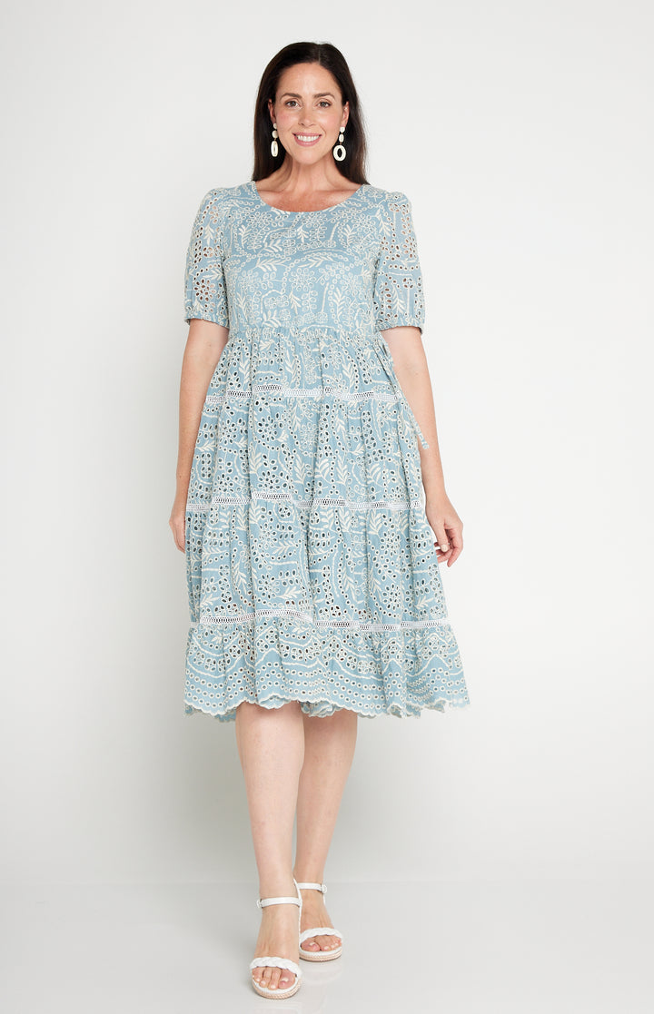 Eloise Dress in blue lace