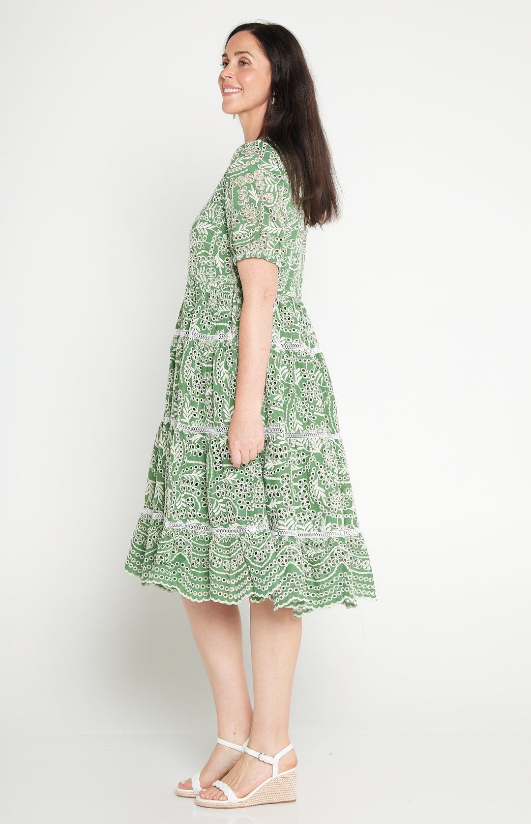 Eloise Dress in green lace