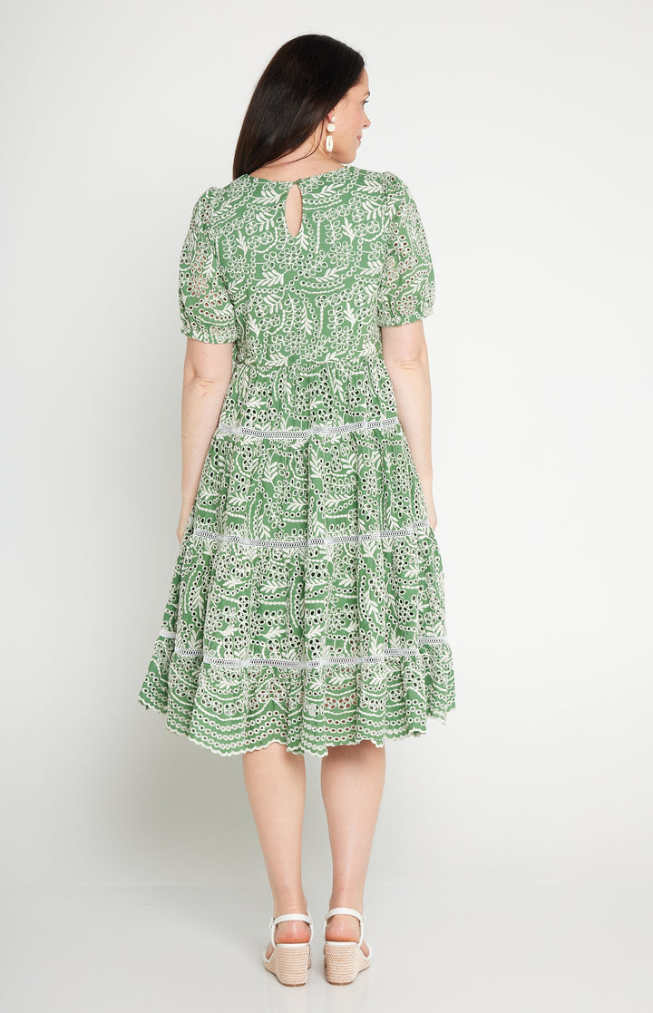 Eloise Dress in green lace