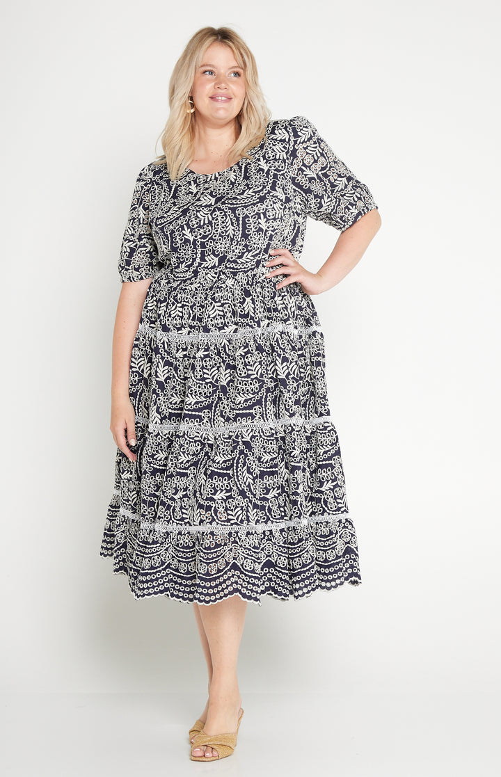 Eloise Dress in navy lace