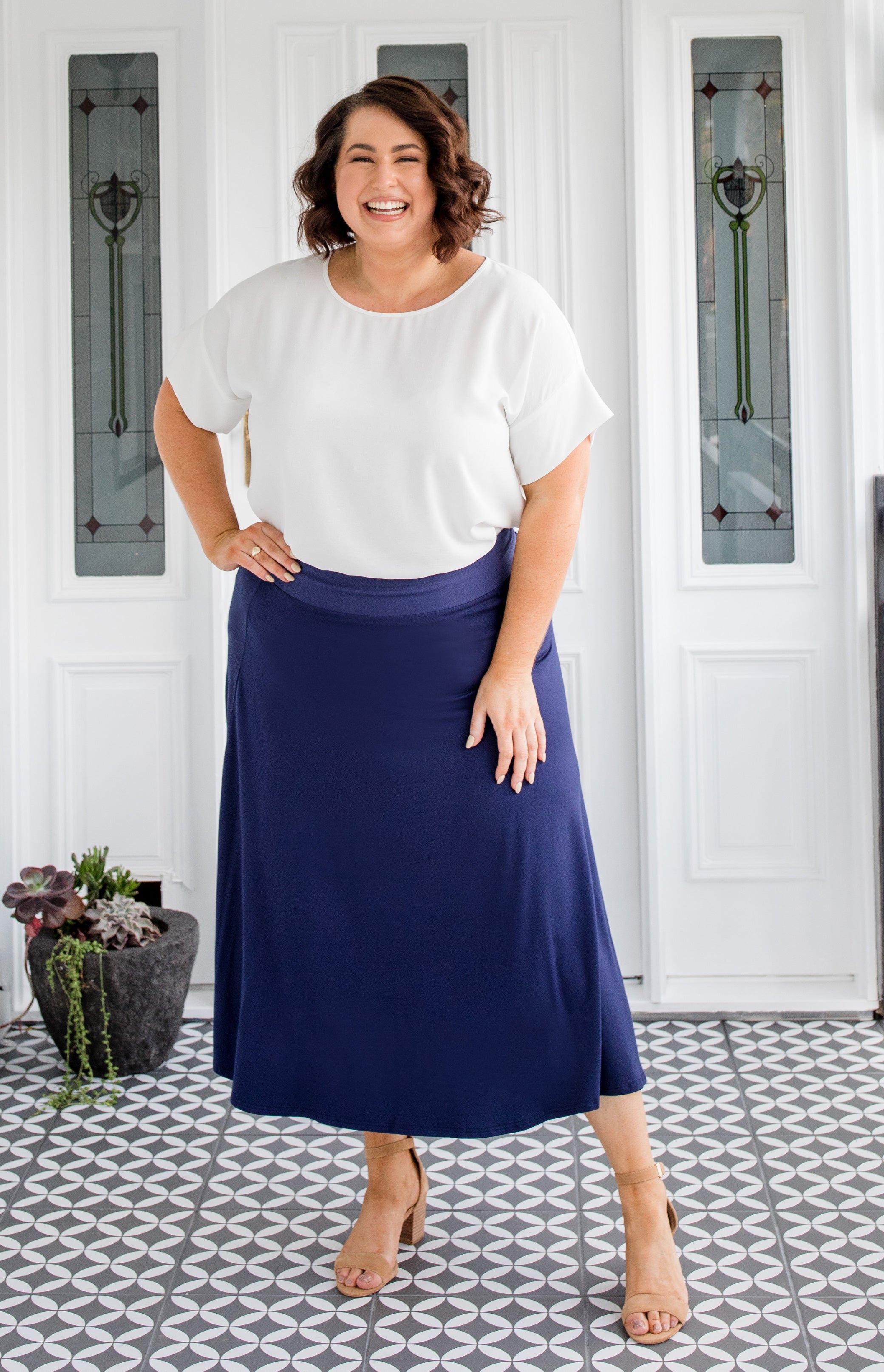 Navy skirt outlet plus size