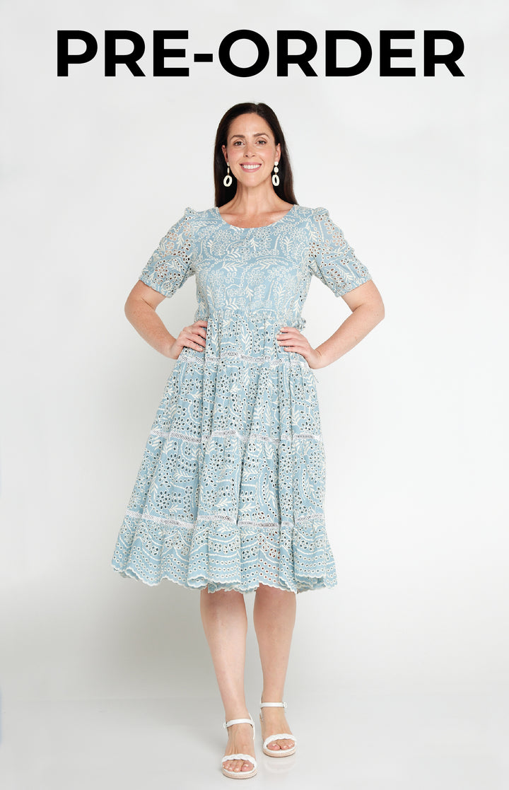 PRE-ORDER Eloise Dress in blue lace