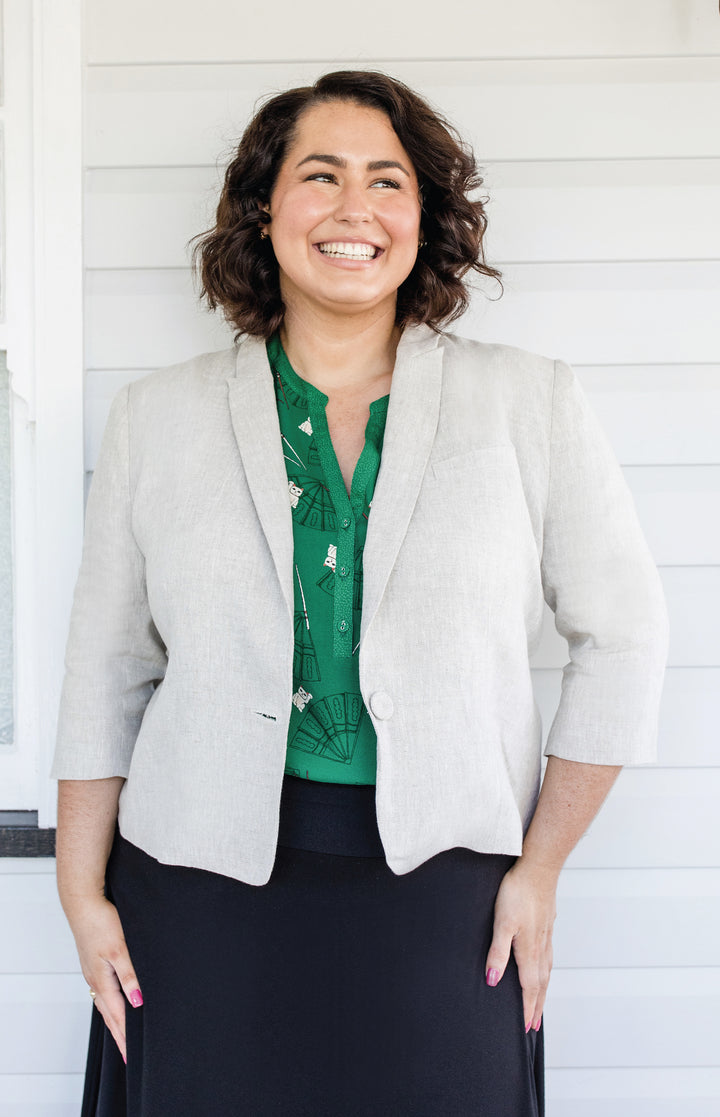 Perfect Linen Blazer in oatmeal