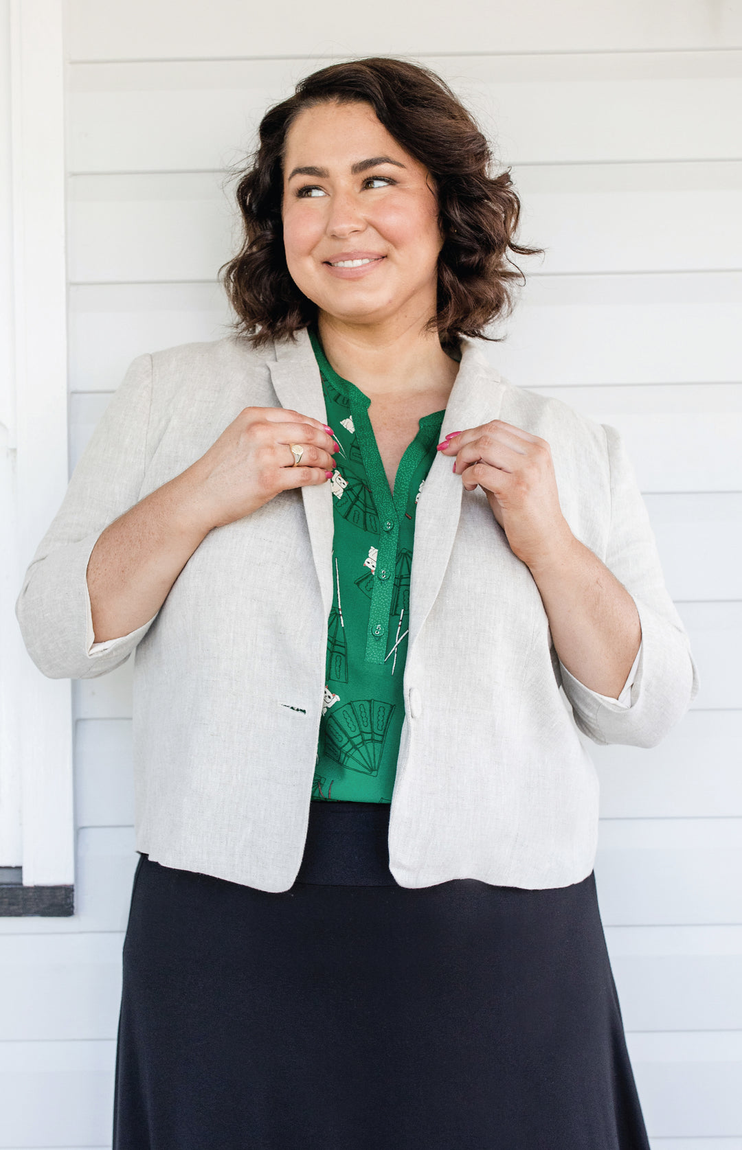 Perfect Linen Blazer in oatmeal