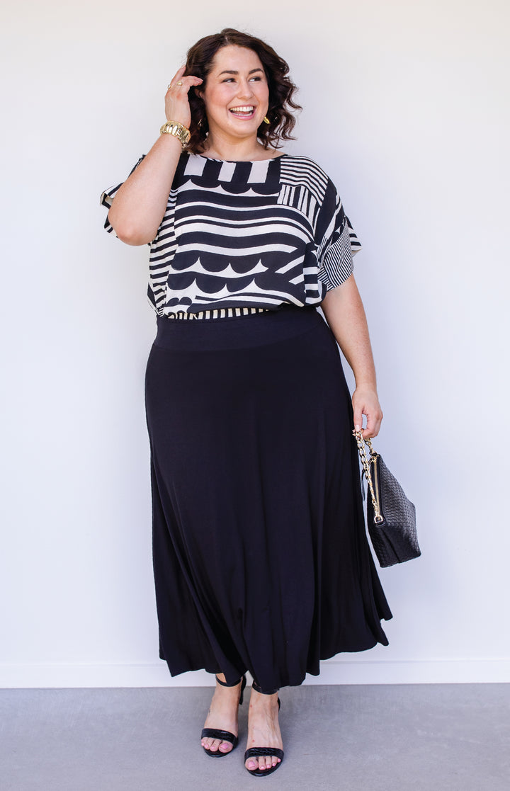 Poppy Top in seeing stripes black