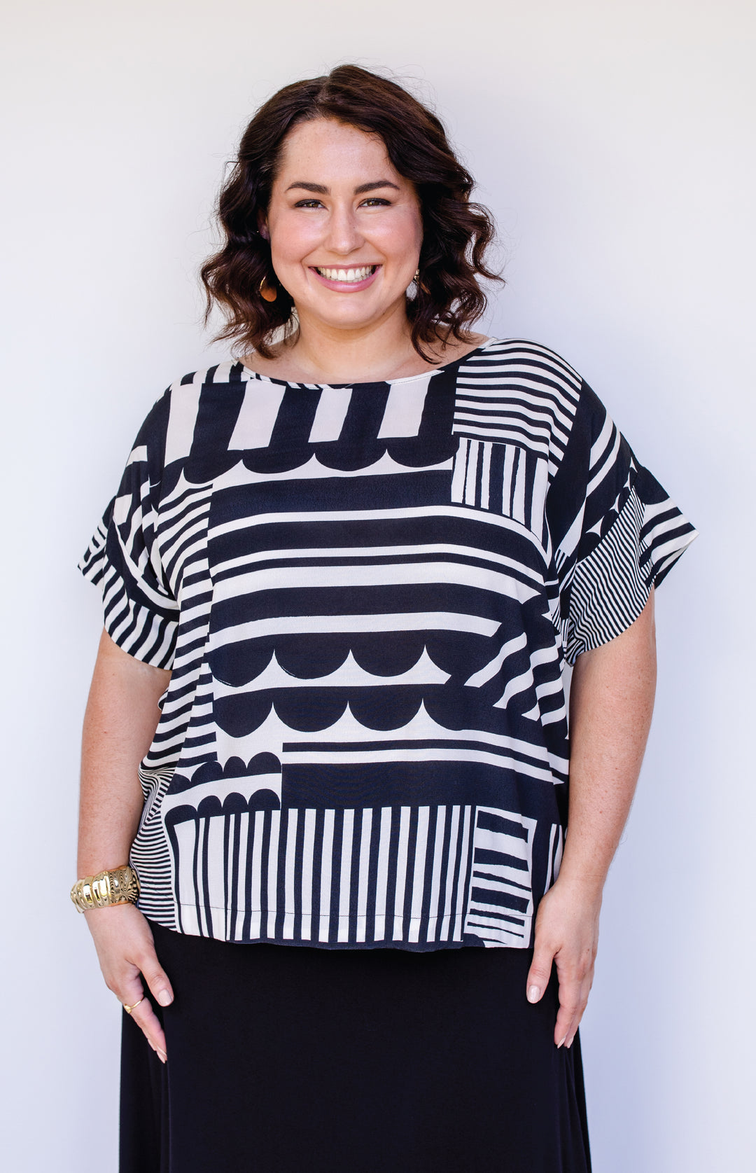 Poppy Top in seeing stripes black