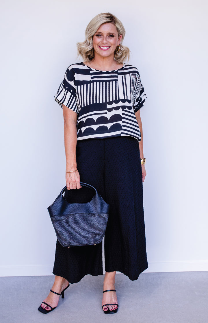 Poppy Top in seeing stripes black