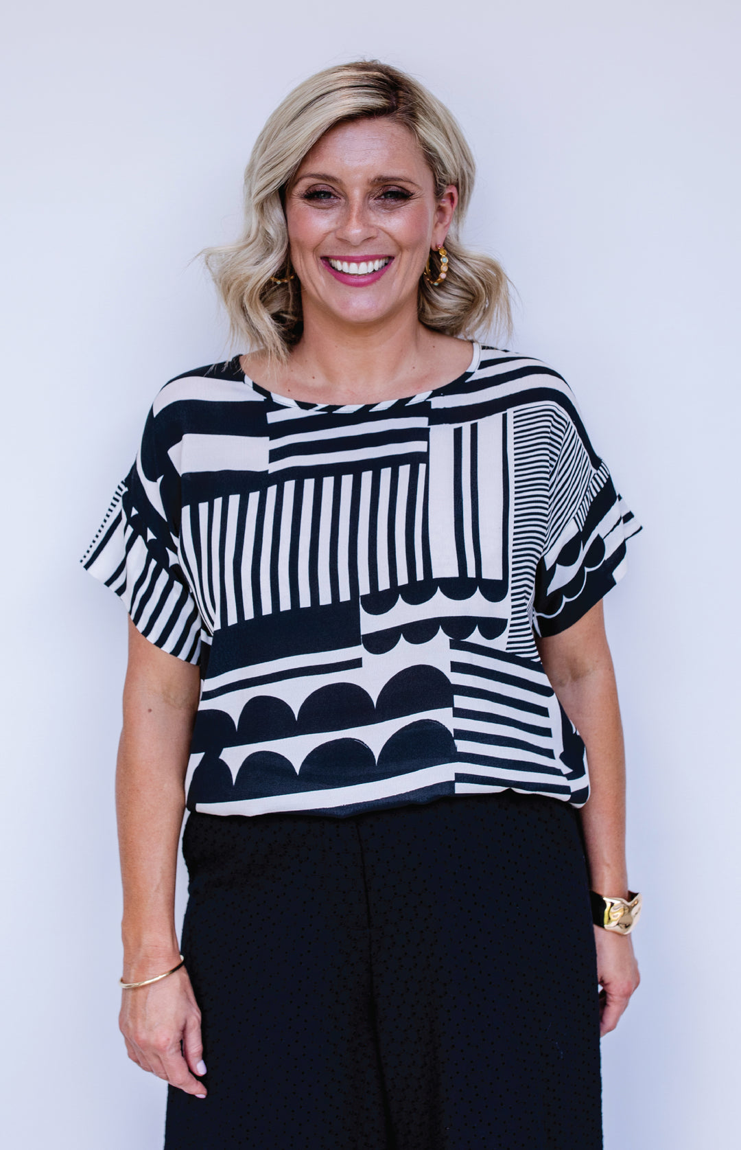 Poppy Top in seeing stripes black