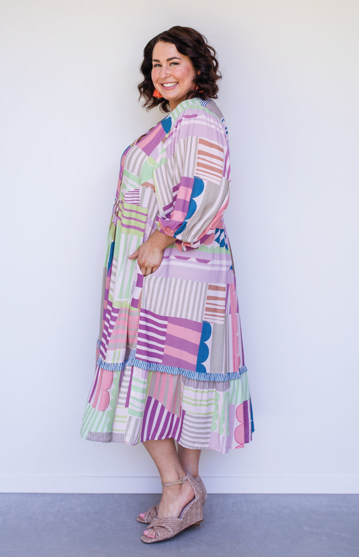 Portofino Midi Dress in seeing stripes pastel