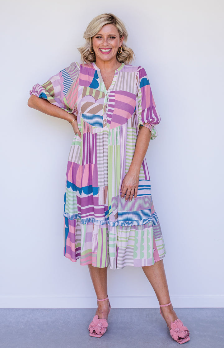 Portofino Midi Dress in seeing stripes pastel