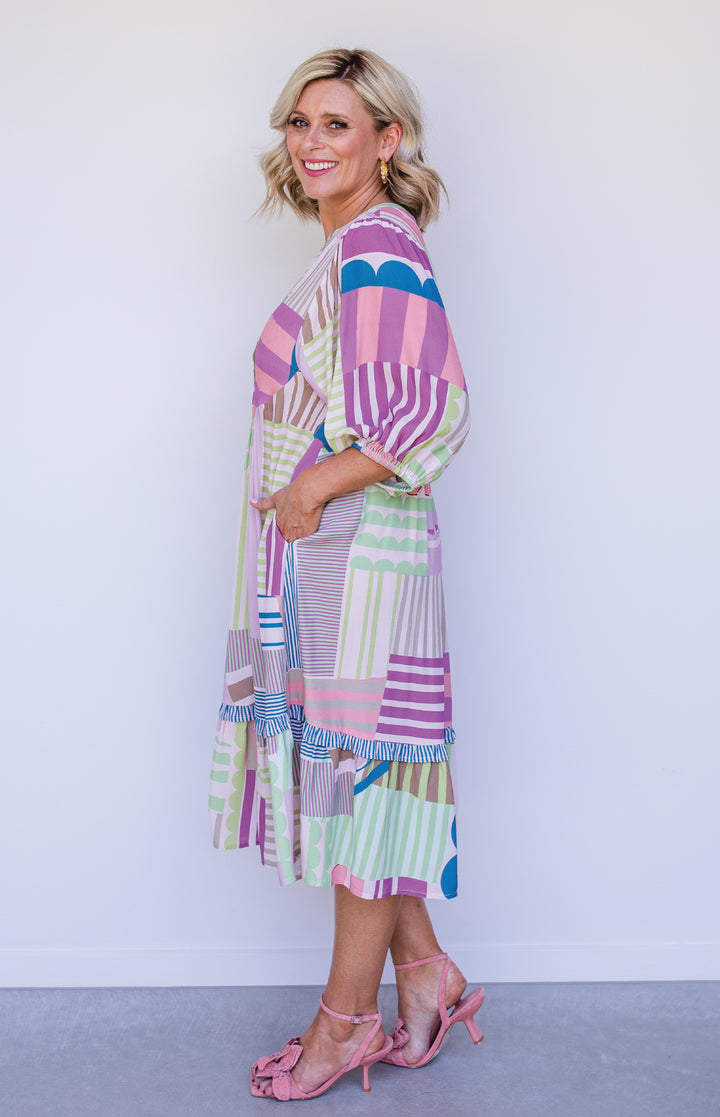 Portofino Midi Dress in seeing stripes pastel