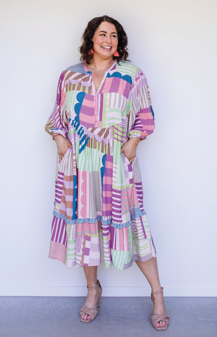 Portofino Midi Dress in seeing stripes pastel