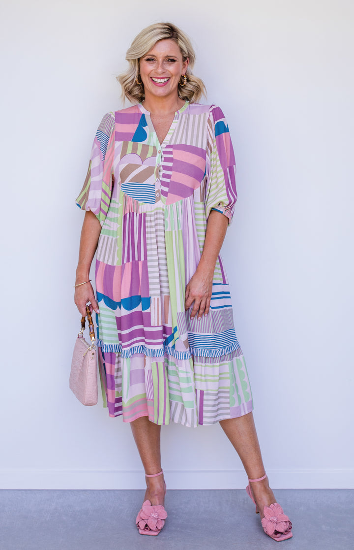 Portofino Midi Dress in seeing stripes pastel