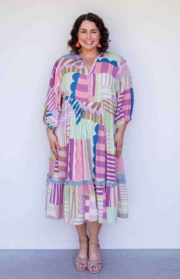 Portofino Midi Dress in seeing stripes pastel