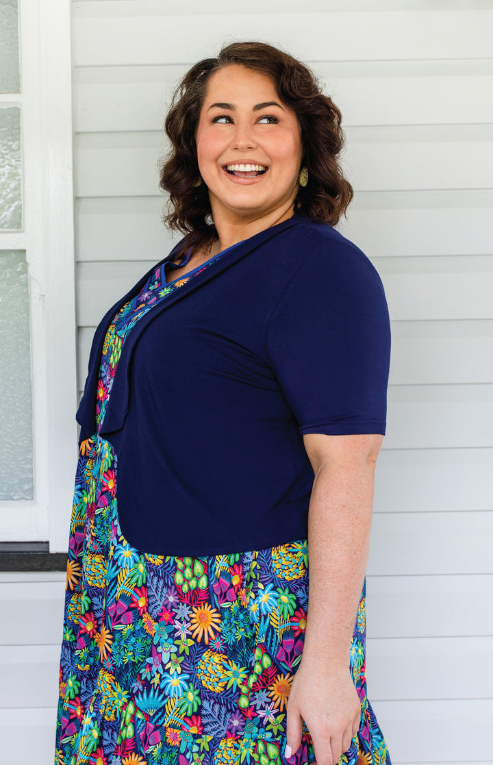 Tuxedo Cardie short sleeve in navy