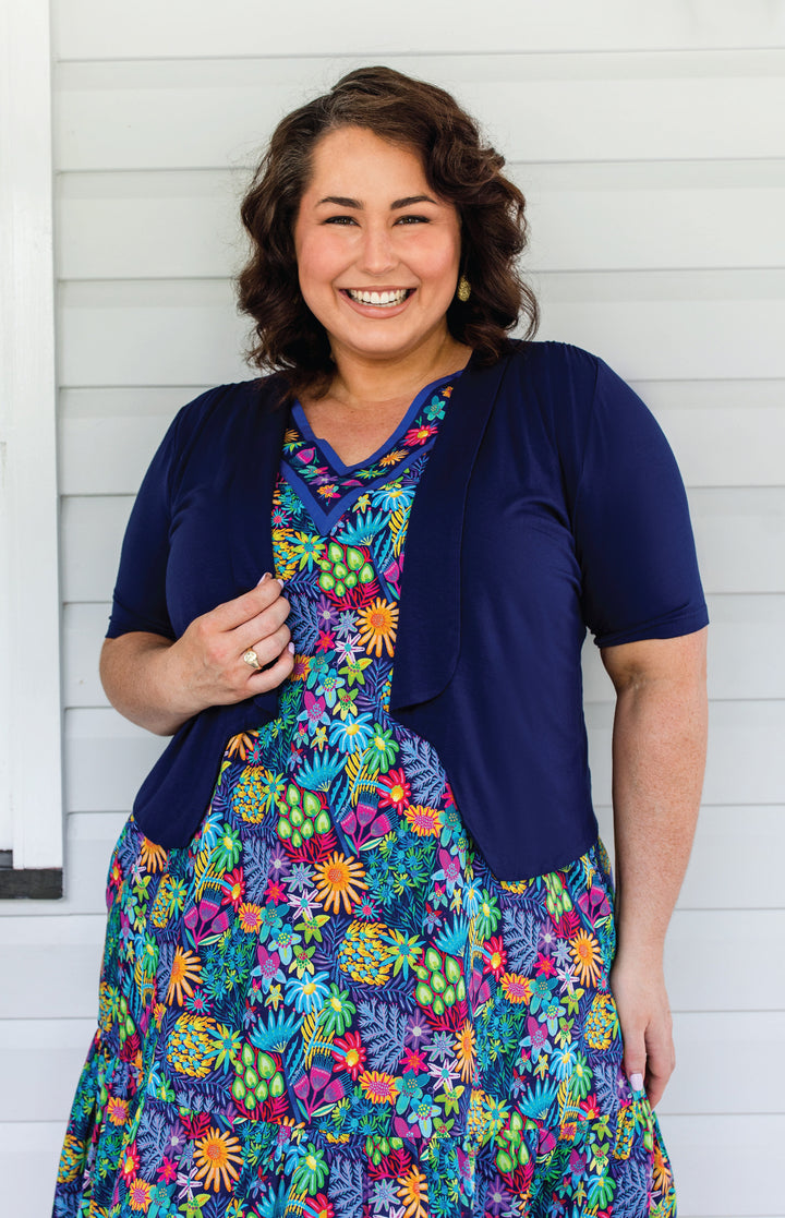 Tuxedo Cardie short sleeve in navy